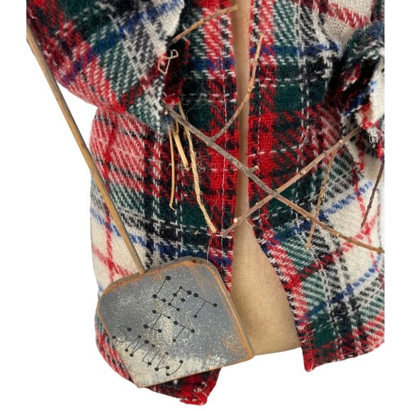 Handmade Rustic Country Christmas Winter Snowman Stump Doll Decor Let it Snow - Picture 13 of 16